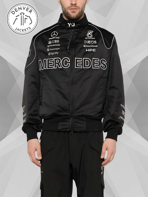y3 x mercedes amg petronas f1 logo detail bomber jacket